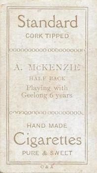 1907-08 Sniders & Abrahams Australian Footballers Victorian League Players (Series D) #NNO Alec McKenzie Back